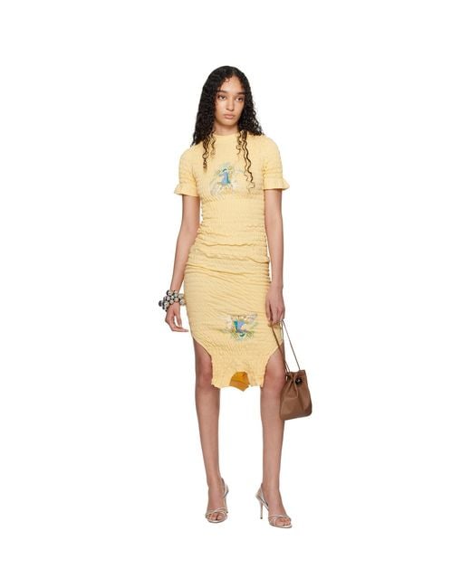 Conner Ives Black Ssense Exclusive Shirred T-Shirt Midi Dress