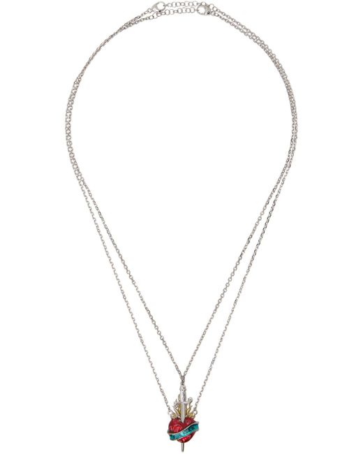 Jean Paul Gaultier Metallic Separable Heartsword Necklace for men