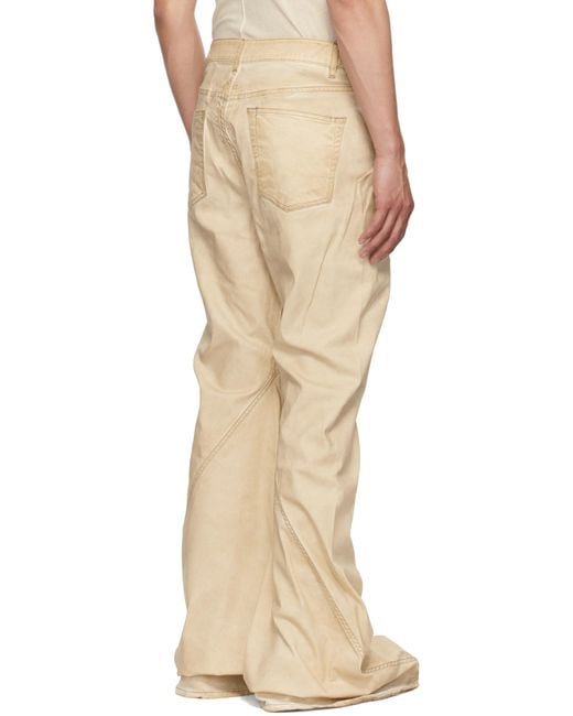 Rick Owens Natural Hollywood Bias Bootcut Jeans for men