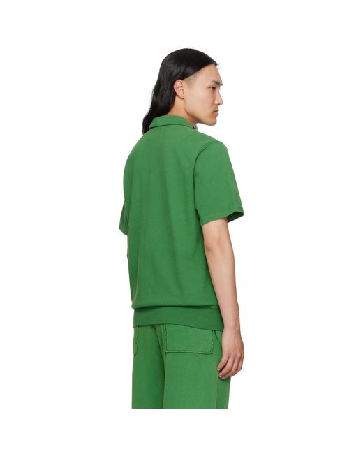 Les Tien Green Piqué S/S Banded Tennis Polo for men