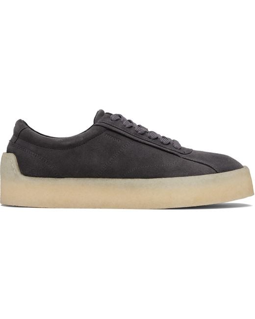 HUGO Black Rubber Outsole Suede Sneakers for men
