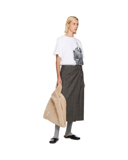 Simone Rocha Gray Tailored Clip Kilt Midi Skirt