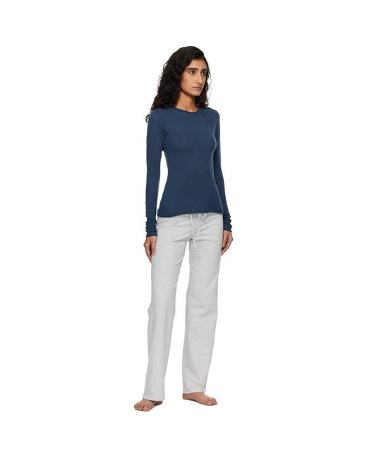 Skims Blue Featherweight Cashmere Long Sleeve Top