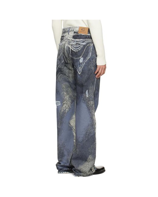 CAMPERLAB Gray Distorted Print Distressed Denim Jeans for men