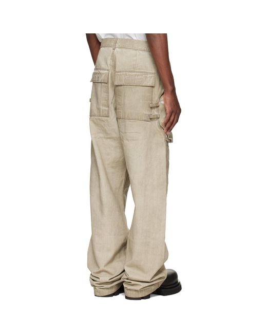 Rick Owens Natural Temple Stefan Denim Cargo Pants for men