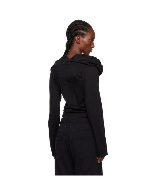 MM6 by Maison Margiela Black Wool Jersey Long-Sleeved Top