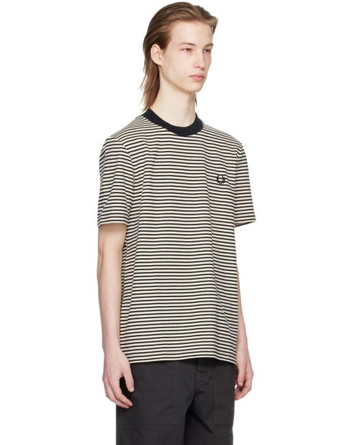 Fred Perry Off-white & Black Stripe T-shirt for men