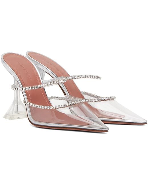 AMINA MUADDI Black Silver Gilda Glass 95 Heels