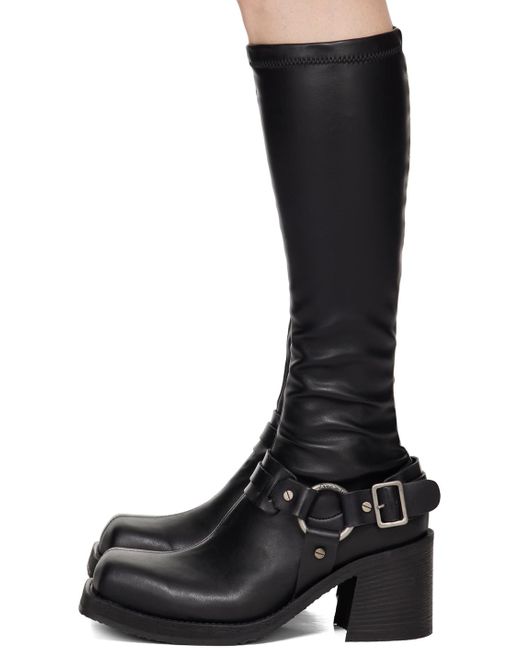 Acne Black Pull-on Buckle Boots