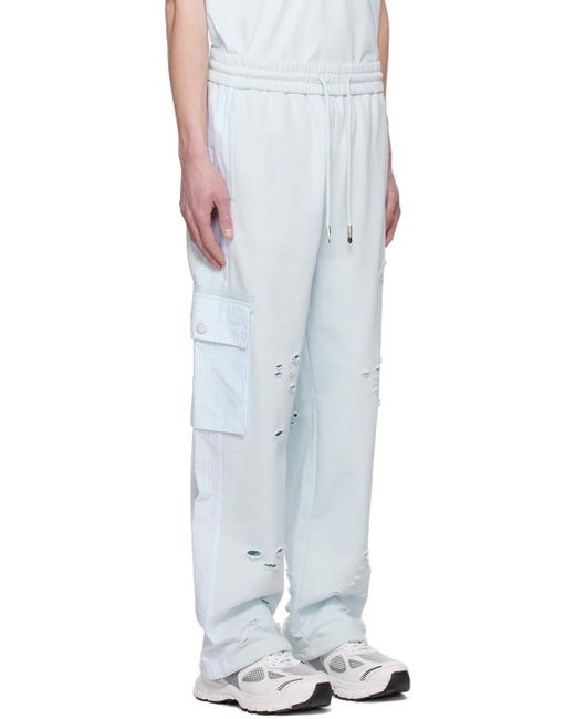 Feng Chen Wang Blue Paneled Sweatpants for men