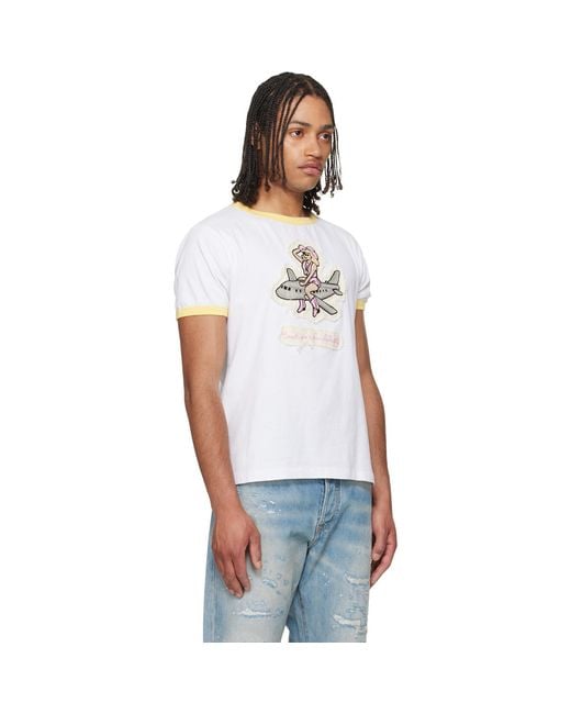Cout de la Liberte White Weston Mile High Embroidered Crew Ringer T-Shirt for men