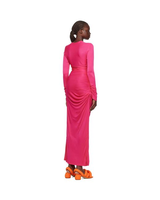 MSGM Pink Gathererd Maxi Dress