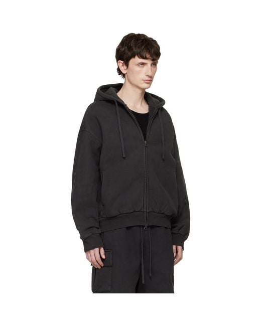 Skims Black Heavyweight Fleece Zip-Up Hoodie for men