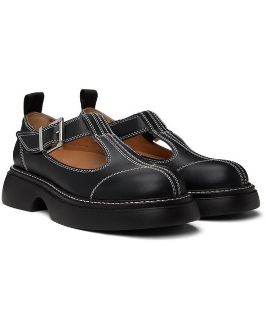 Chaussures oxford de style chaussures charles ix noires à boucle Ganni en coloris Black