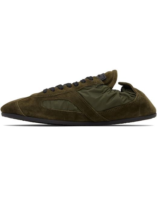 Proenza Schouler Black Khaki Nylon & Calfsuede Soft Track Sneakers