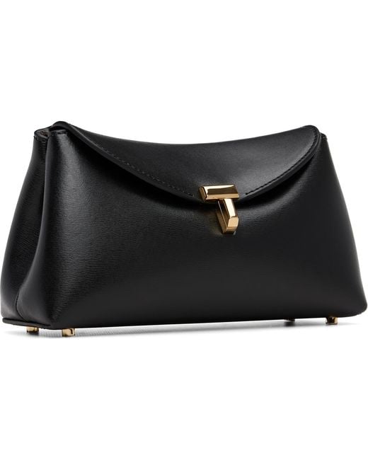 Totême Black Mini T-Lock Leather Clutch
