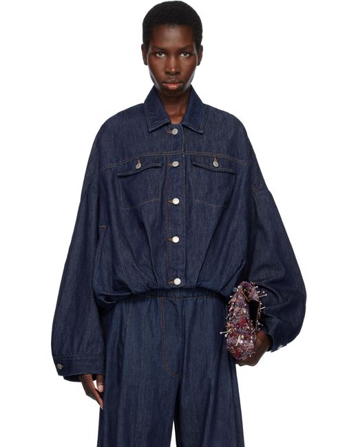 Dries Van Noten Blue Overdyed Denim Jacket
