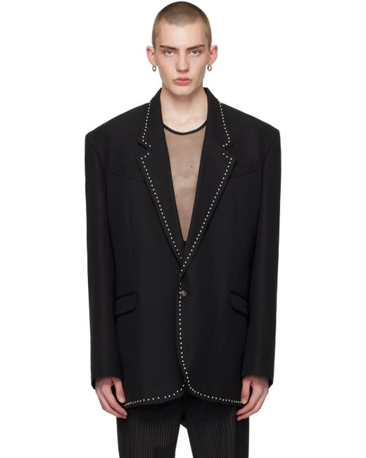 Egonlab Black Studded Blazer for men