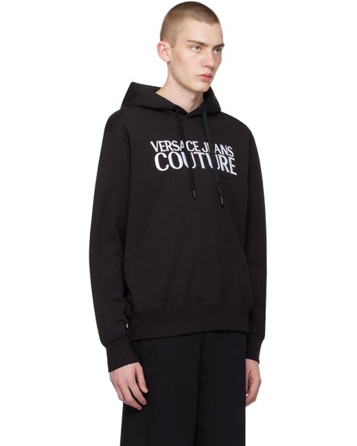 Versace Black Embroidered Hoodie for men