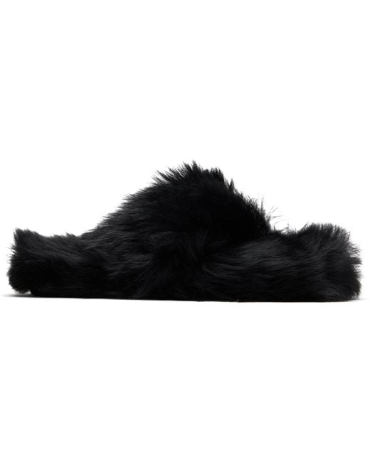 Acne Black Shearling Sandals