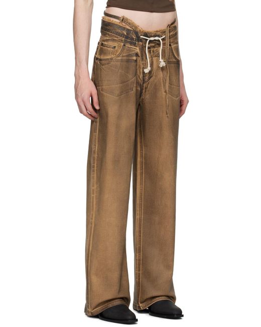 OTTOLINGER Natural Ssense Exclusive Brown Double Fold Jeans for men