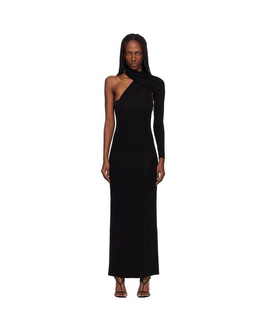 Courreges Black Wrapped Jersey Maxi Dress