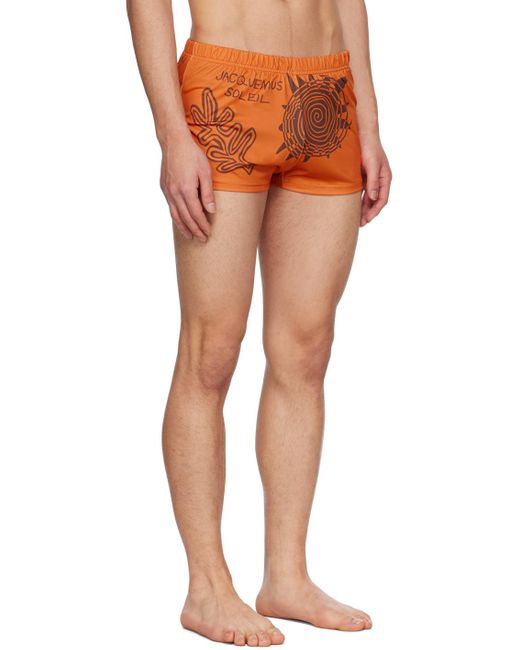 Jacquemus Orange Le Raphia 'le Short De Bain' Swim Shorts for men