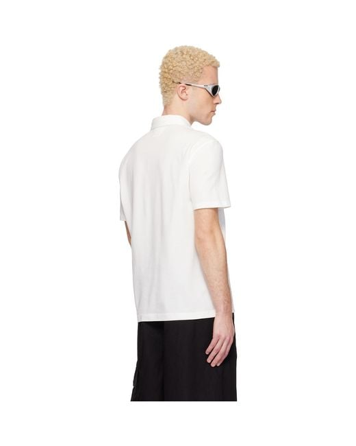 C P Company White Stretch Piquet Short Sleeve Polo for men