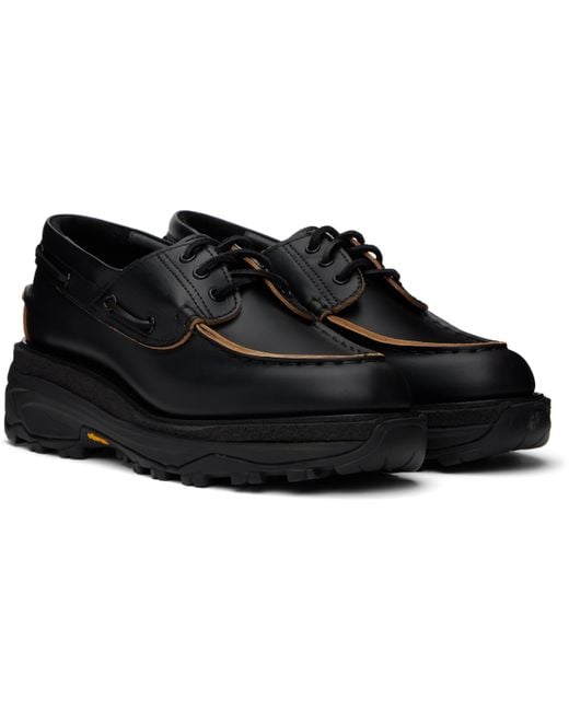 Sacai Leather Boat Shoes in Black for Men | Lyst