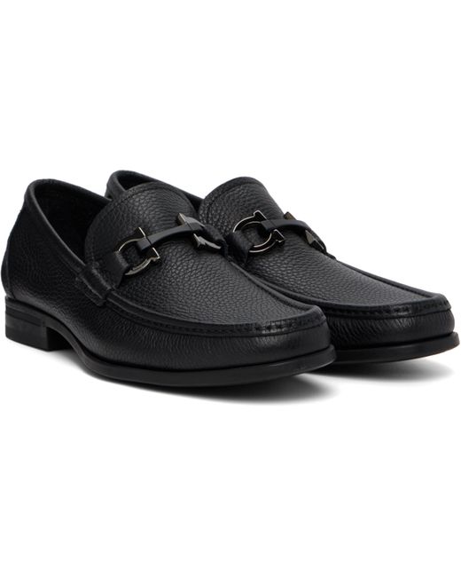 Ferragamo Black Gancini Ornament Loafers for men