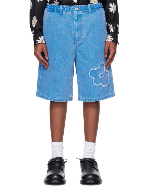 Short Bleu En Denim À Appliqué Floral Marni pour homme en coloris Blue