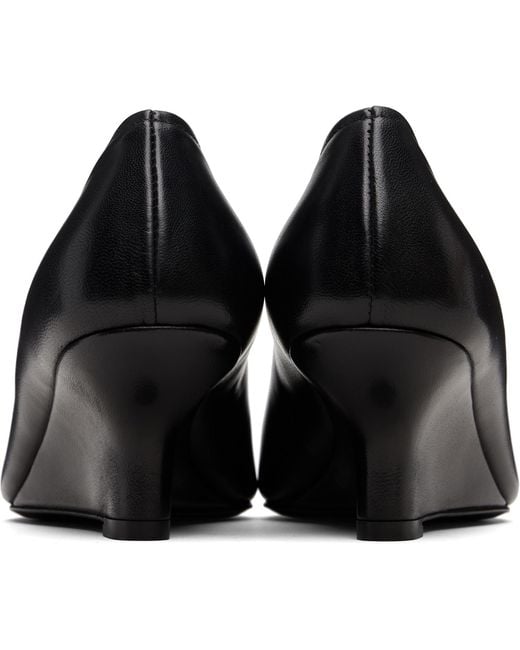Totême Black Sharp Nappa Wedge Heels