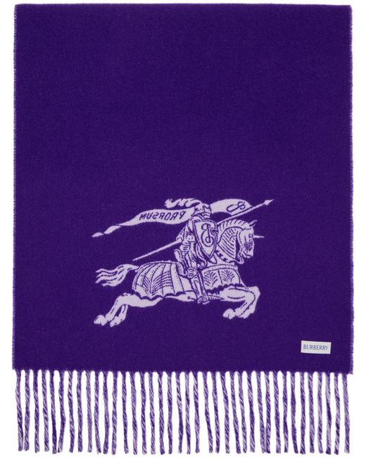 Burberry Purple Ekd Cashmere Reversible Scarf