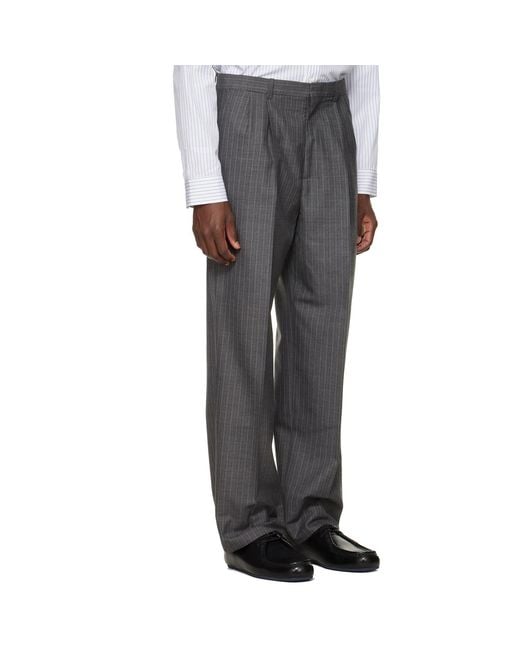 Jil Sander Gray Wool Pinstripe Trousers for men