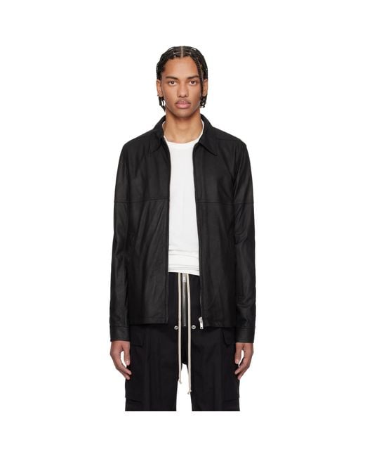 Rick Owens Black Temple Brad Leather Jacket for men