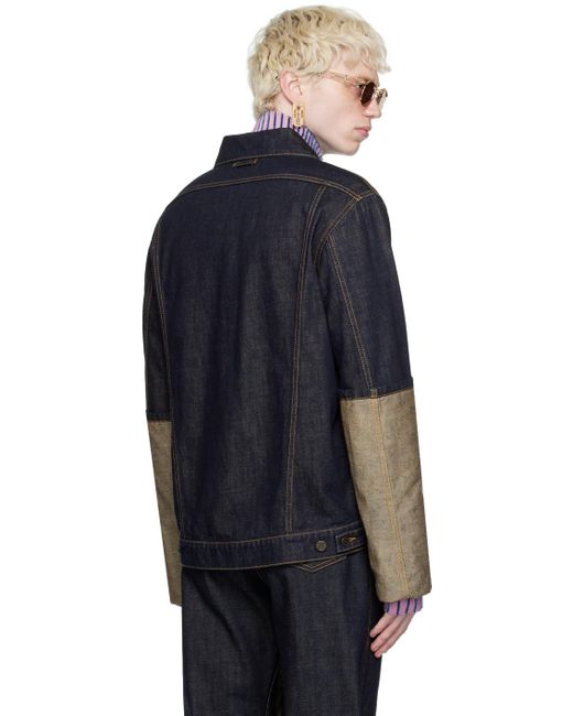 Jean Paul Gaultier Black Indigo Buttoned Denim Jacket for men