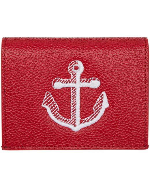 Thom Browne Red Anchor Double Card Holder for men