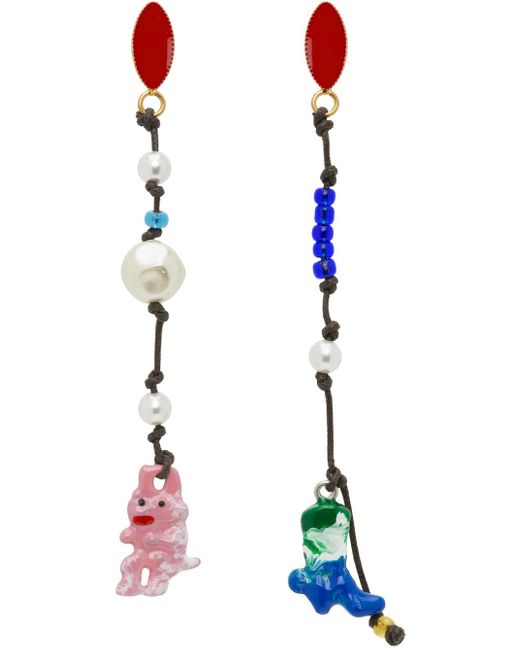 Marni Multicolor Graphic Charm Earrings for men
