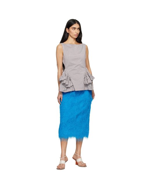 Dries Van Noten Blue Ruffled Peplum Blouse