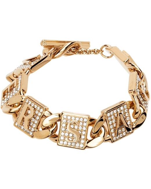Versace Metallic Gold Crystal Tiles Bracelet