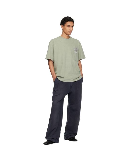Wooyoungmi Blue One-Tuck Dyed Cotton Sweatpants for men