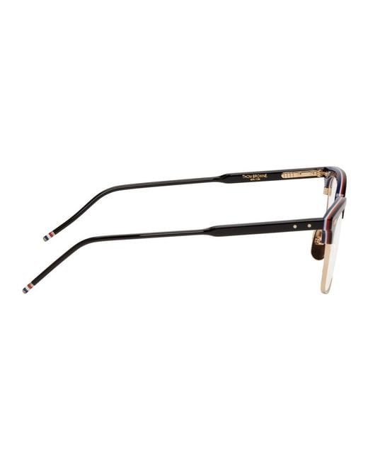 Thom Browne Black And Gold Square Tb-711 Glasses for Men | Lyst