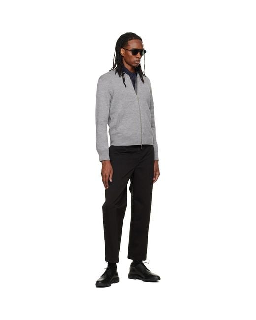 Thom Browne Gray Ottoman Milano Stitch 4-Bar Bomber Jacket for men