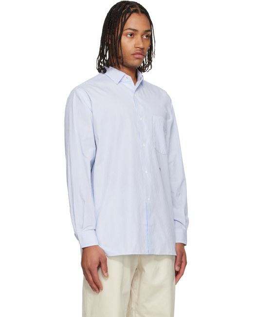 Nanamica Regular Collar Stripe Wind Shirt in White for Men | Lyst