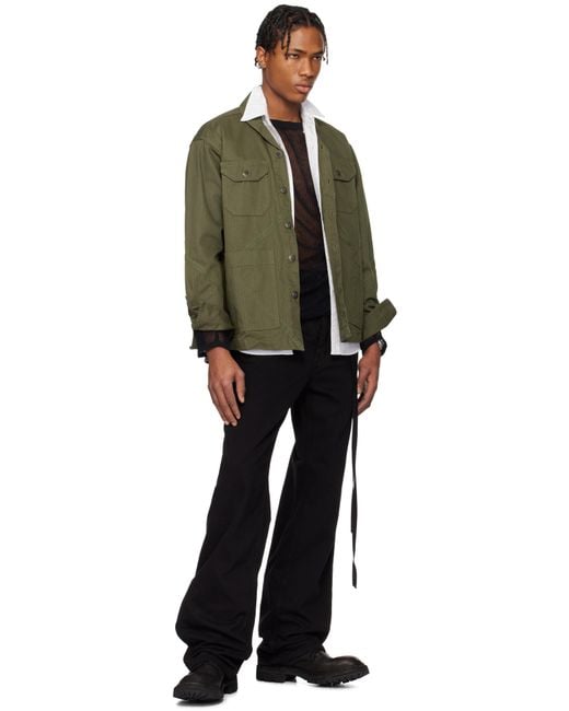 メンズ Greg Lauren カーキ ボクシー ジャケット Green