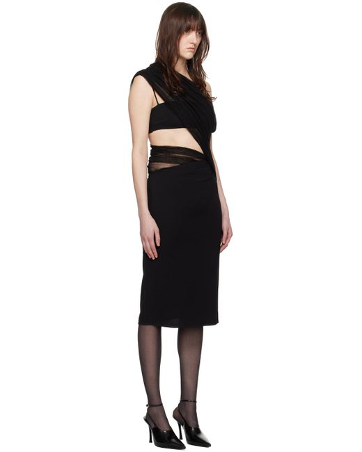 Christopher Esber Black Magnetica Asymmetric Midi Dress