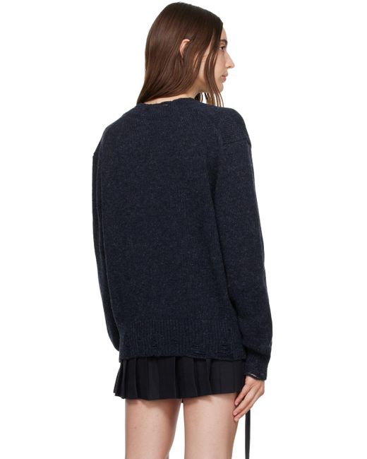 AMI Blue Navy Distressed Sweater