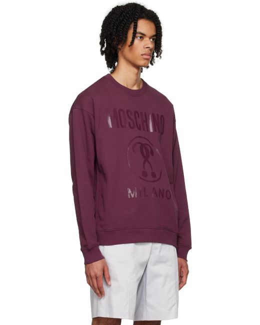 Moschino Purple Burgundy Double Question Mark Sweatshirt for men