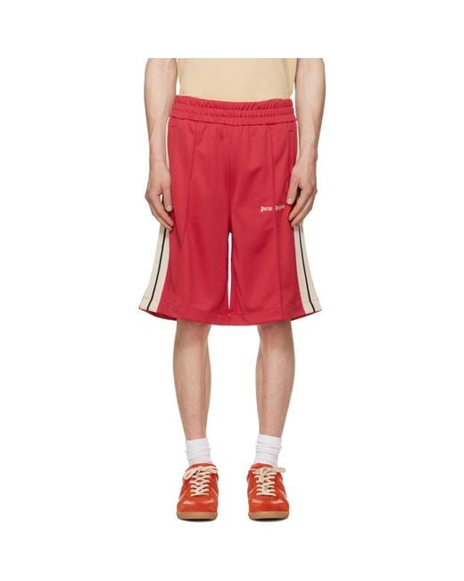 Palm Angels Red Classic Logo Track Shorts for men