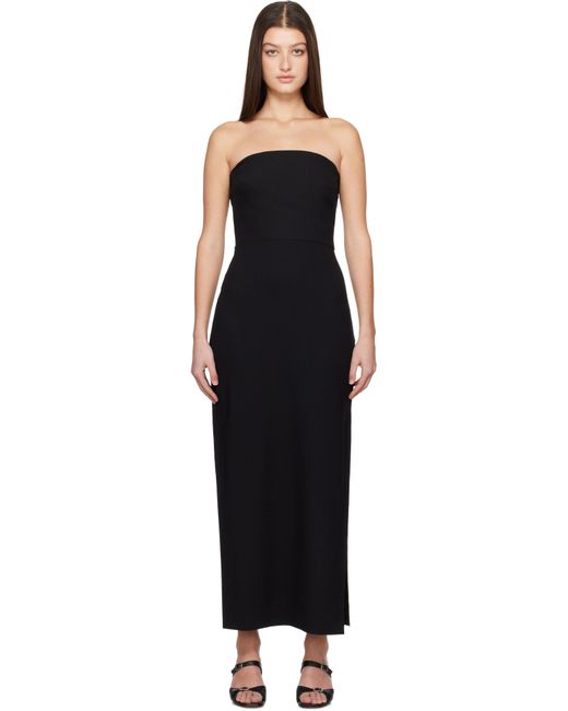 Matteau Black Crêpe Strapless Maxi Dress